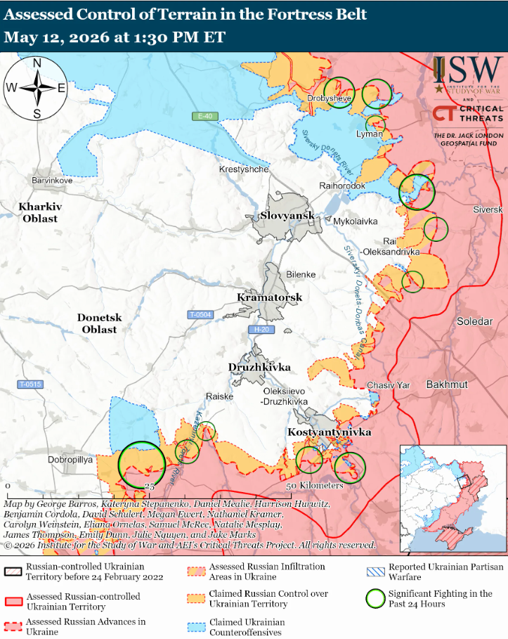 Украинские войска продвинулись в направлении Славянска и в тактическом районе Константиновка-Дружковка – ISW