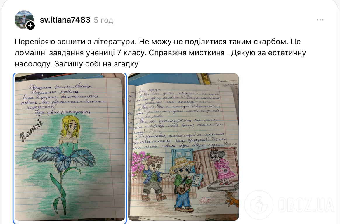 "Меня за такое в школе ругали!" Учительница литературы показала тетрадь семиклассницы и поразила сеть ее необычным талантом