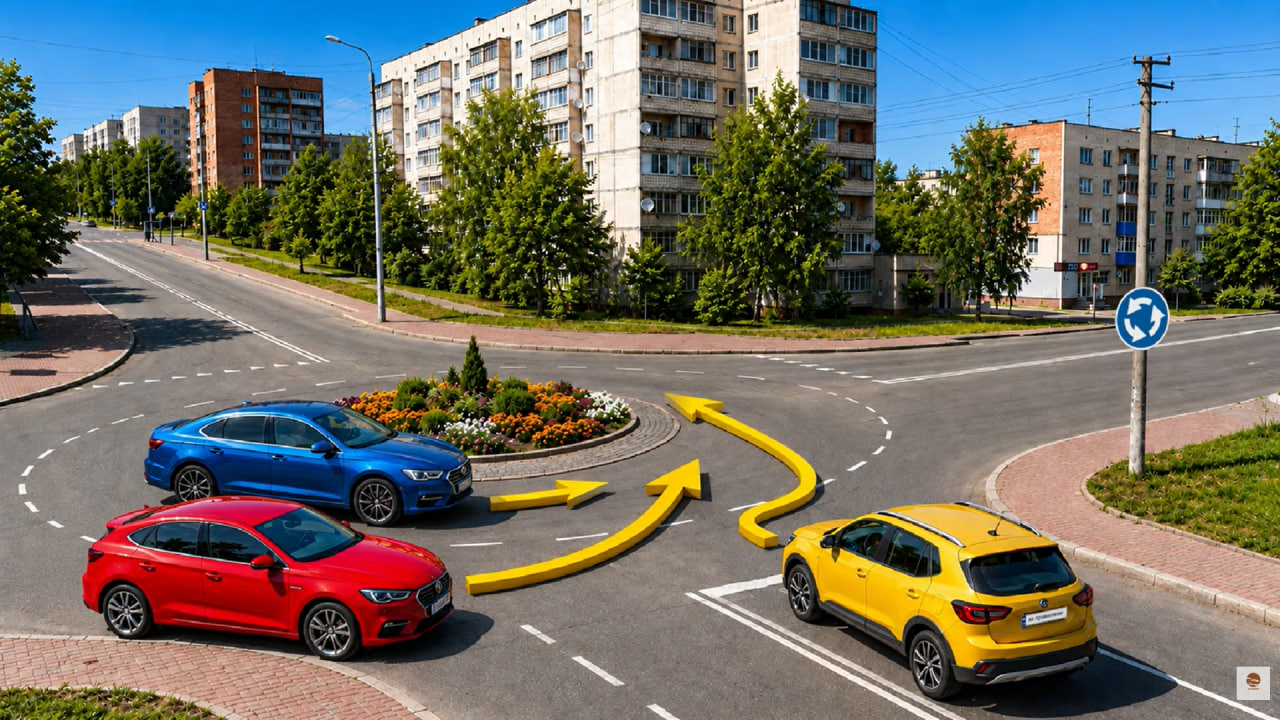 Як авто проїдуть кругове перехрестя? Тест на знання ПДР