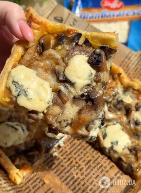 Сытный открытый пирог с грибами и сыром: готовится элементарно