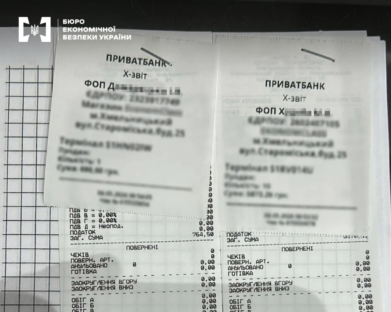 Чеки из сети магазинов, которые доказывают дробление на "ФОПов"