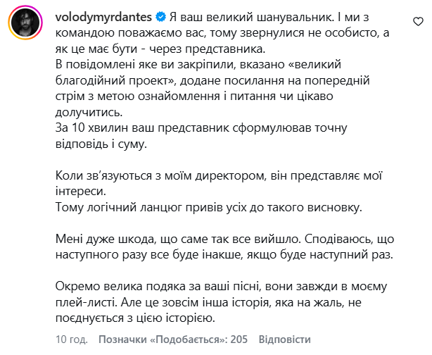 Гайтана, попросившая €20 тысяч за выступление на благотворительном шоу, прокомментировала скандал и показала переписку ее концертного директора