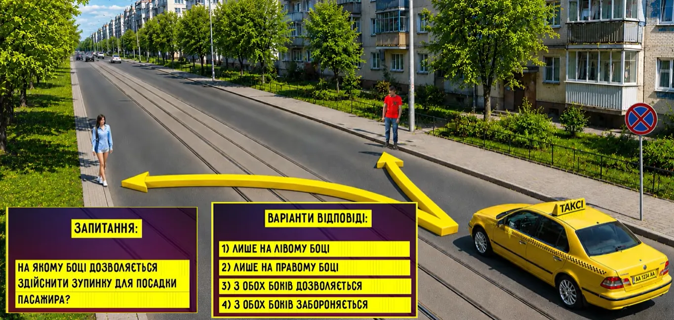 На якому боці можна підібрати пасажира? Тест із ПДР