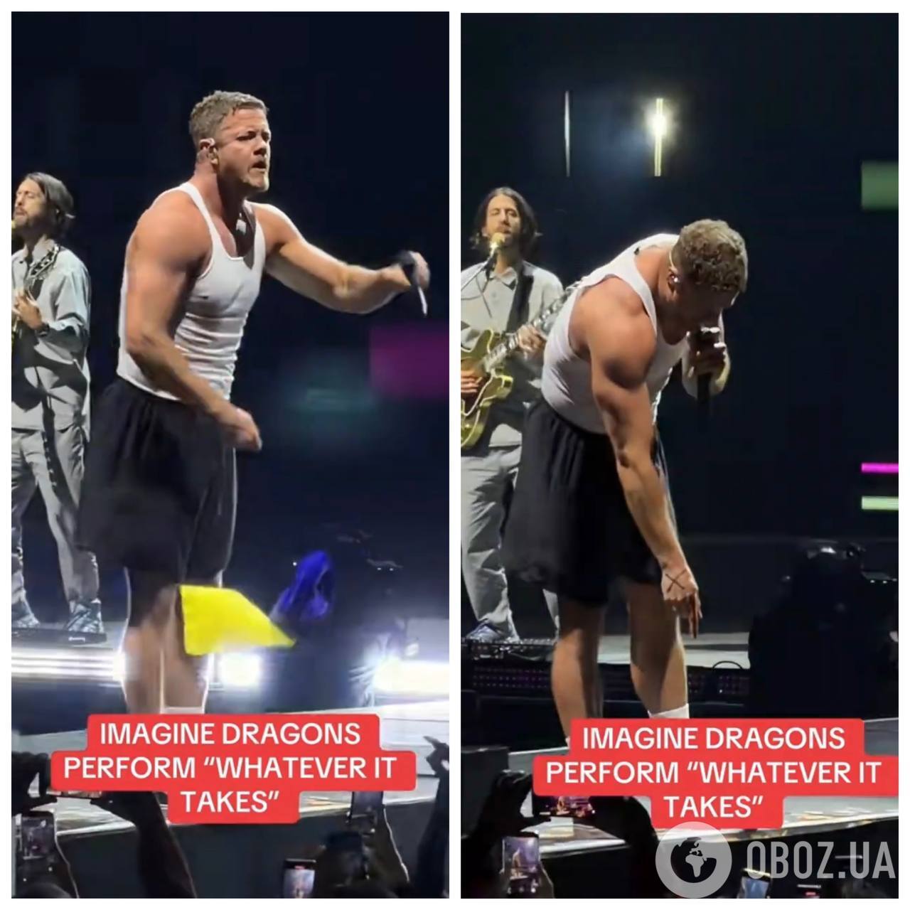Украинский флаг не должен лежать на полу: лидер Imagine Dragons отдал дань уважения украинцам трогательным поступком на концерте. Видео