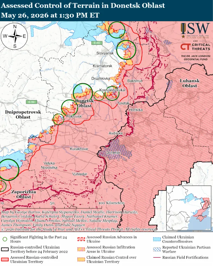 Украинские войска продвинулись в районе Славянска и на западе Запорожской области – ISW