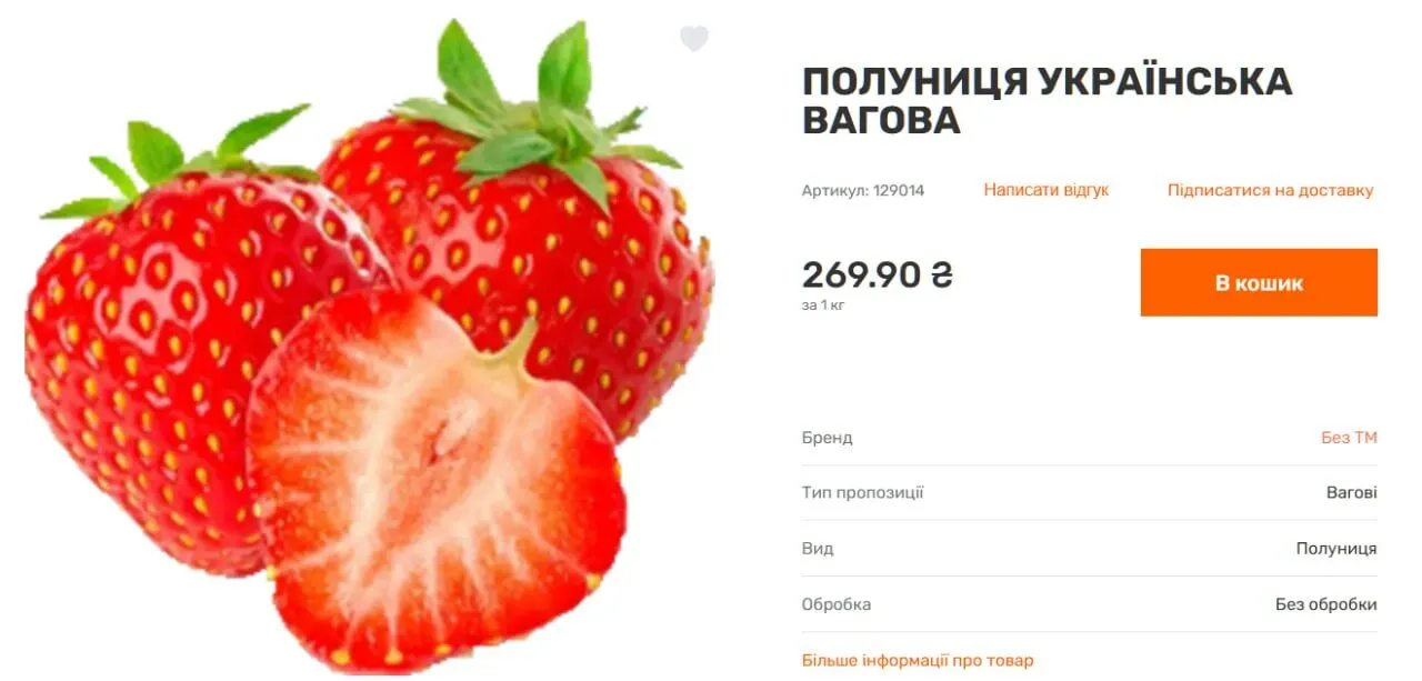 Цены на клубнику в супермаркетах