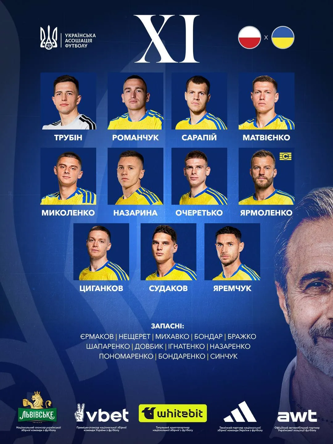 Стартовый состав сборной Украины.