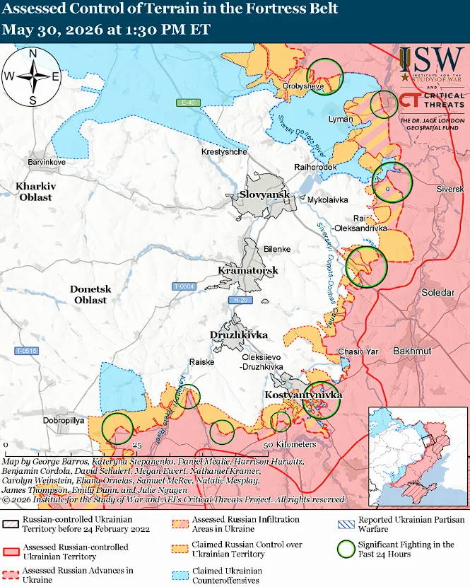 Украинские войска продвинулись в тактическом районе Константиновка-Дружковка: анализ ISW