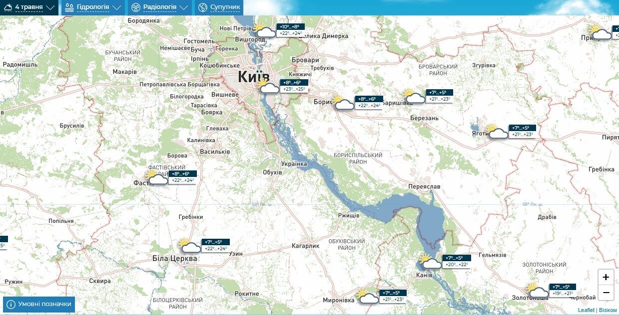 Без опадів та до +25°С: прогноз погоди по Київщині на 4 травня