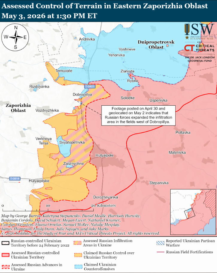 Украинские войска продвинулись на северо-запад от Орехова – ISW