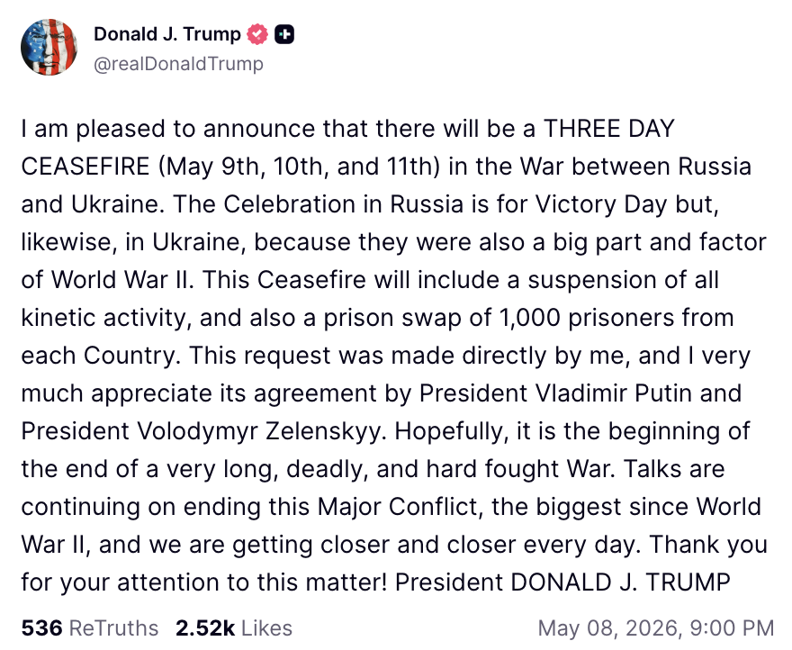 Трамп объявил о введении трехдневного перемирия в войне России с Украиной: о каких датах идет речь