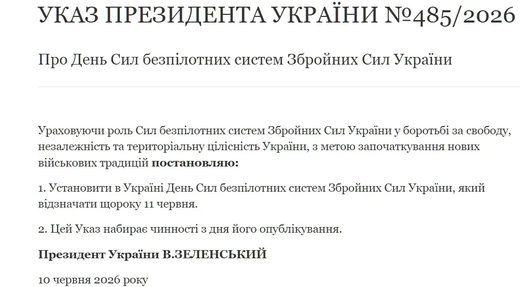 Зеленский ввел День Сил беспилотных систем ВСУ: когда его будут отмечать