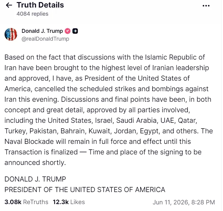 Трамп неожиданно отменил анонсированный "очень сильный" удар по Ирану: на что он надеется