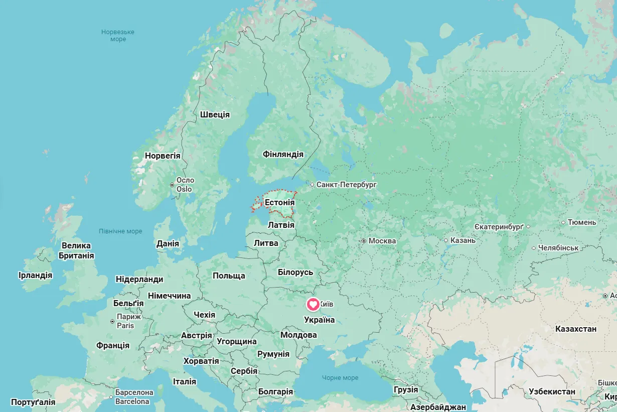 Эстония на карте.