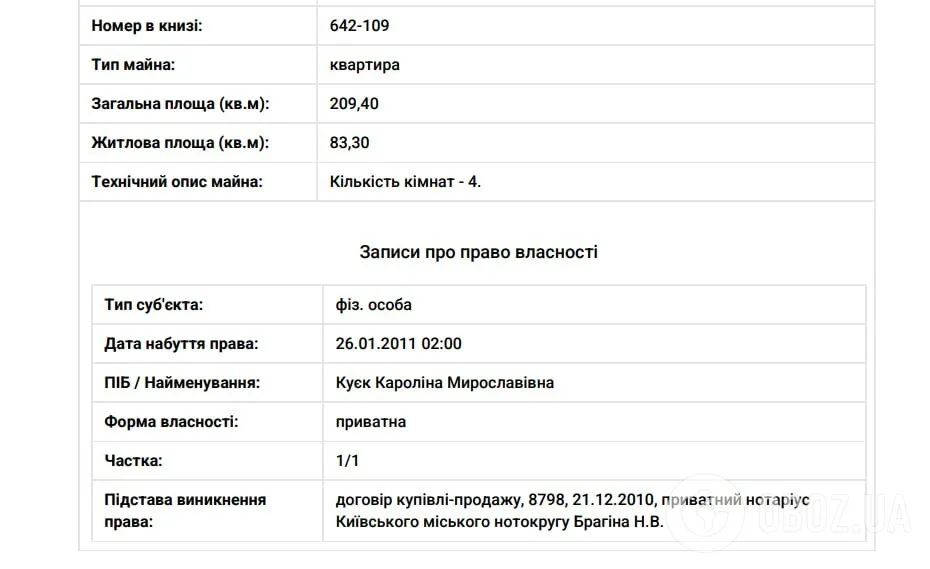 У власності зрадниці чотирикімнатна квартира