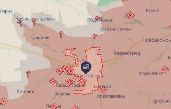 Карта боевых действий в Покровске по состоянию на 12 июня