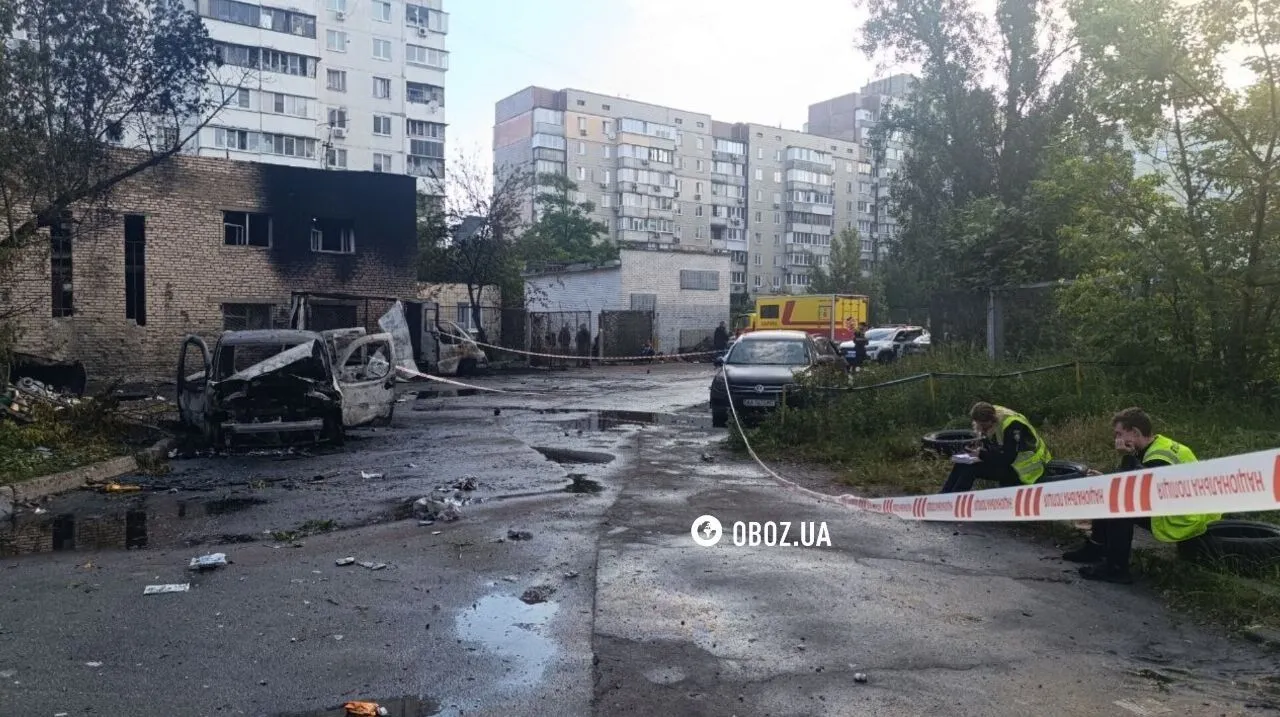 Наслідки прильоту "Шахеда на Оболоні.