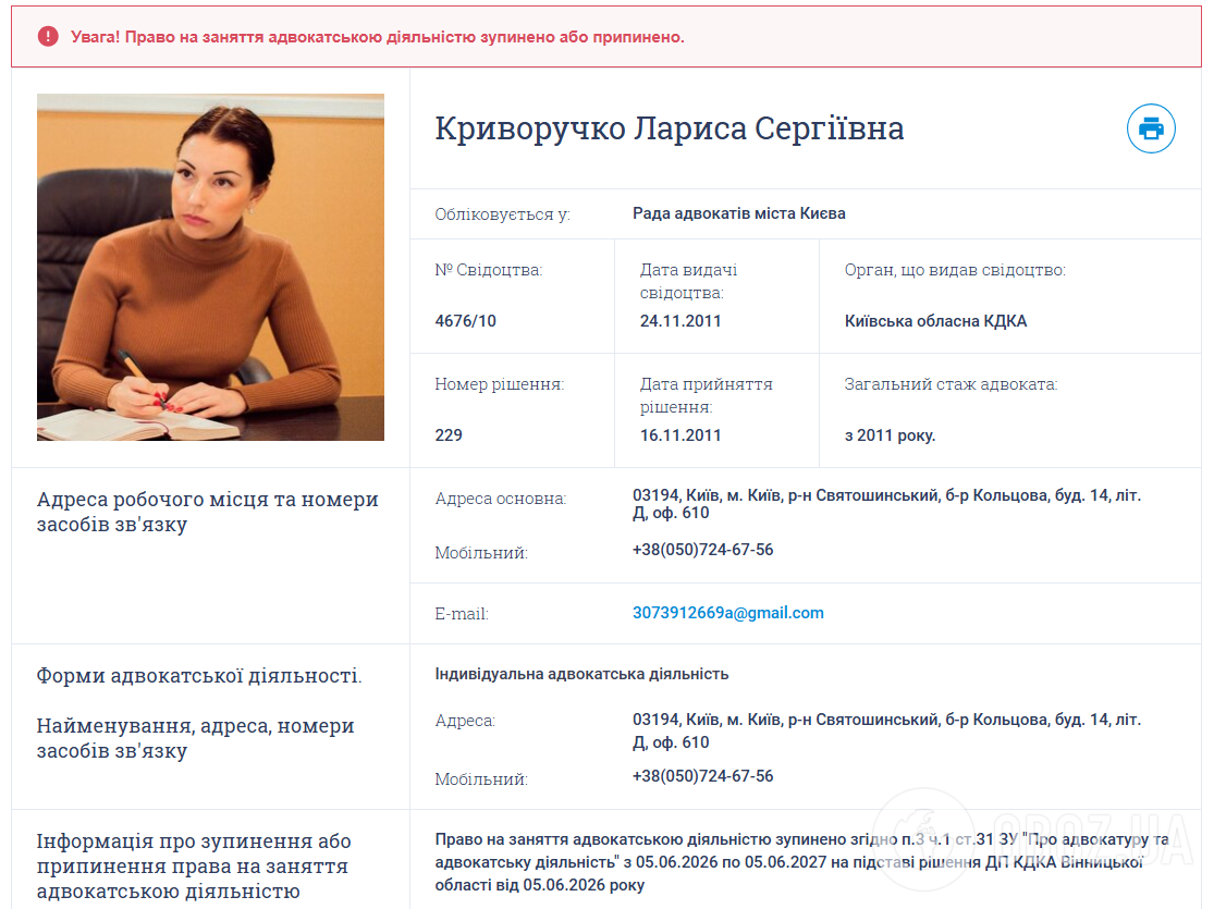 Информация о правозащитнице Ларисе Сергеевне Криворучко.