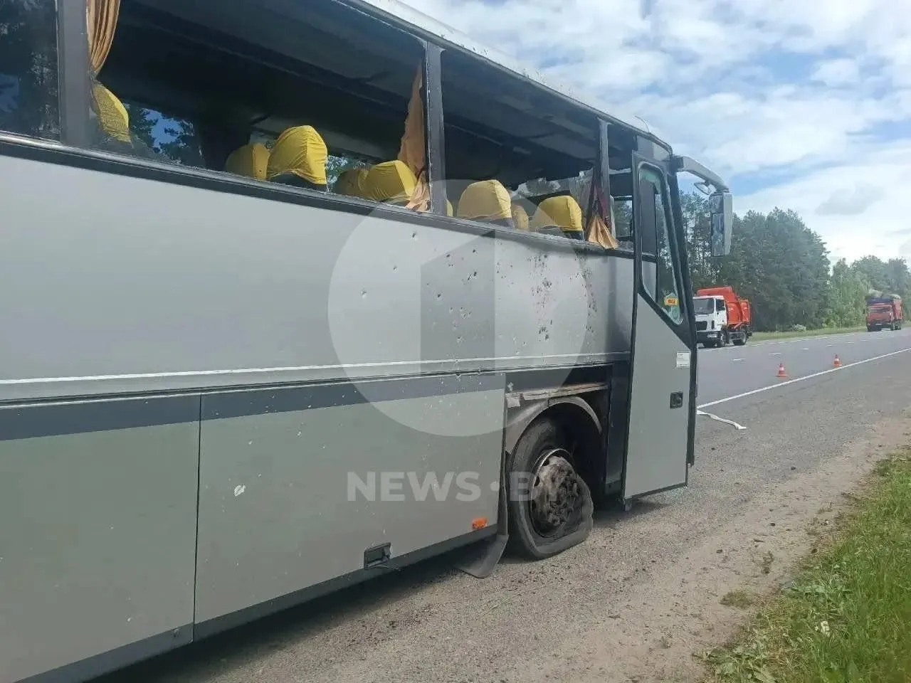 Атакованный автобус в Брянской области, РФ