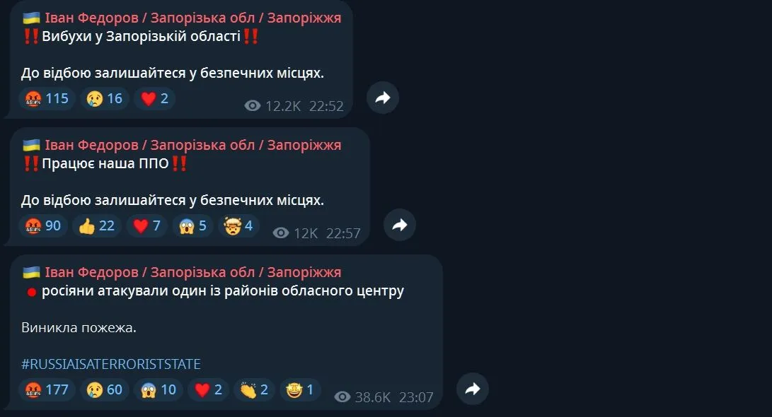 Сообщение Федорова в Telegram.