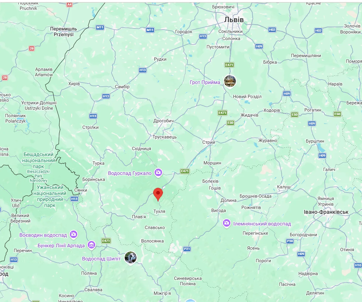 Село Гребенов Стрыйского района на карте.