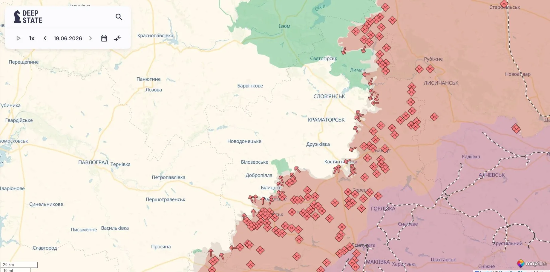 Карта боевых действий, восток.