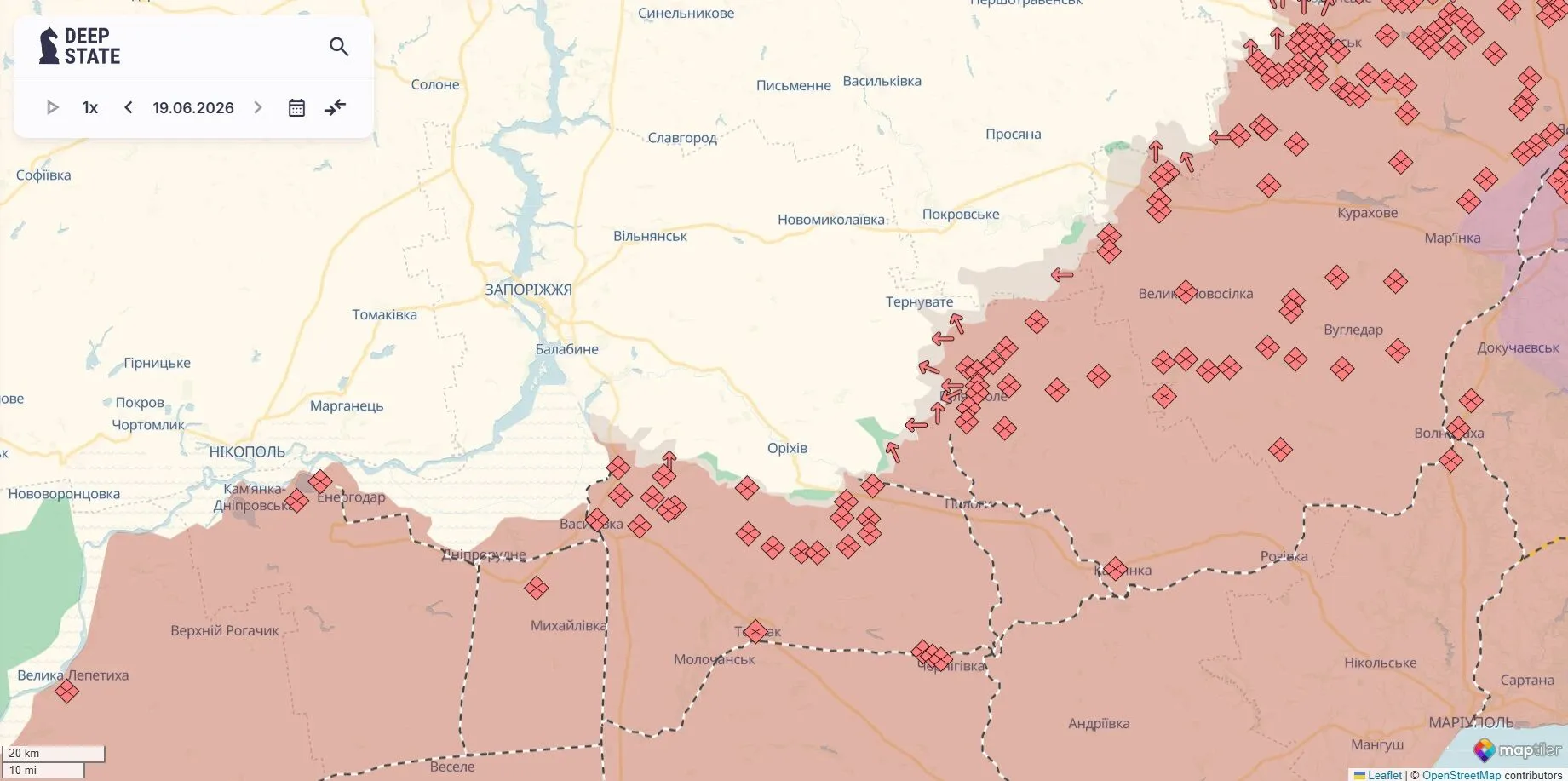 Карта боевых действий, юг.