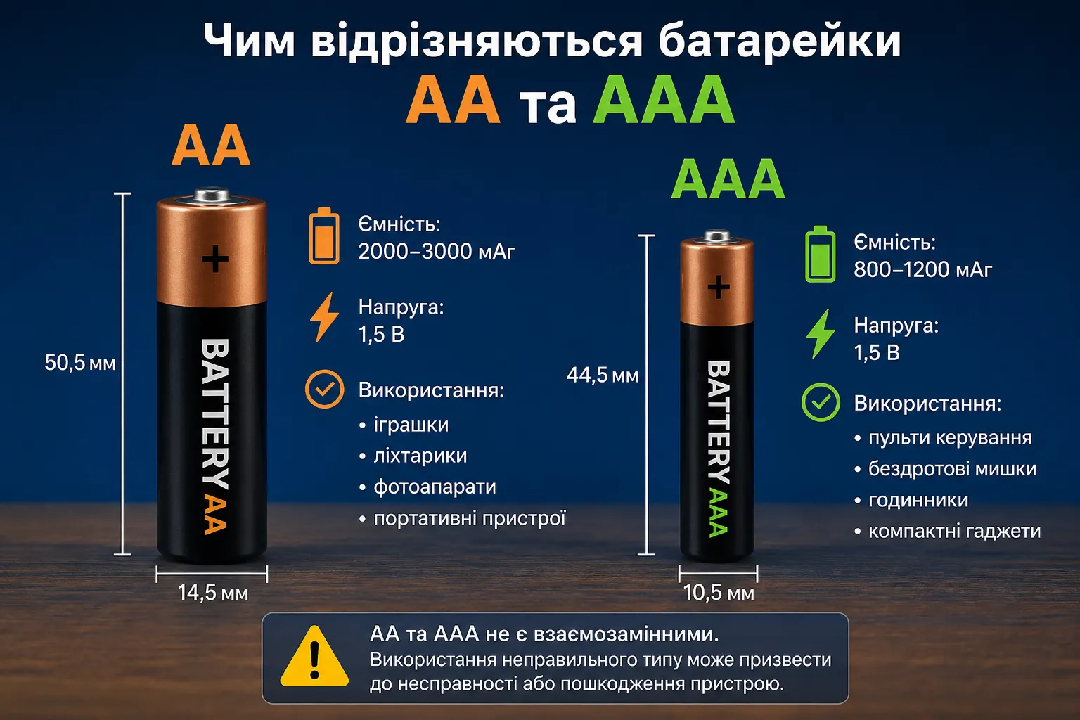 Батарейки АА и ААА.