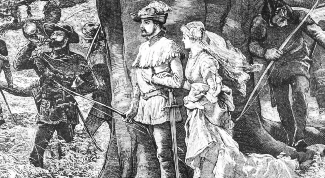 Робін Гуд одружується з Маріан (ілюстрація з книги 1886 року).