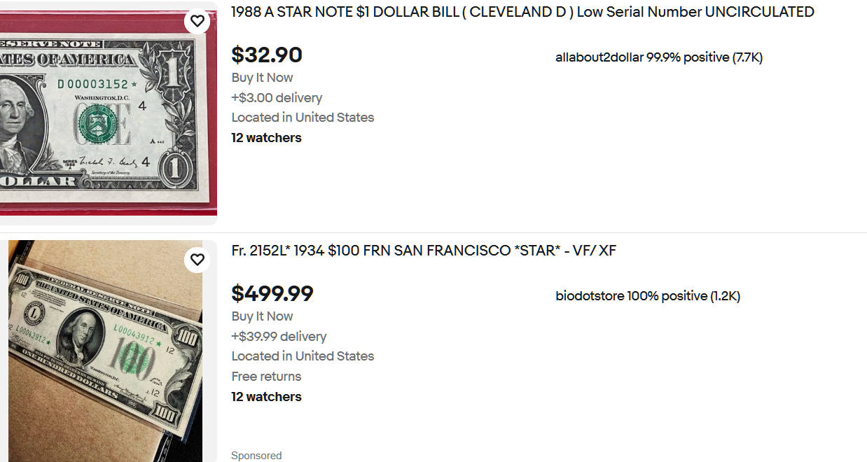 Цены на Star Dollar на Ebay