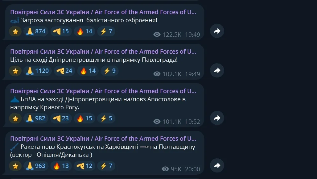 Сообщение ПС об опасности.