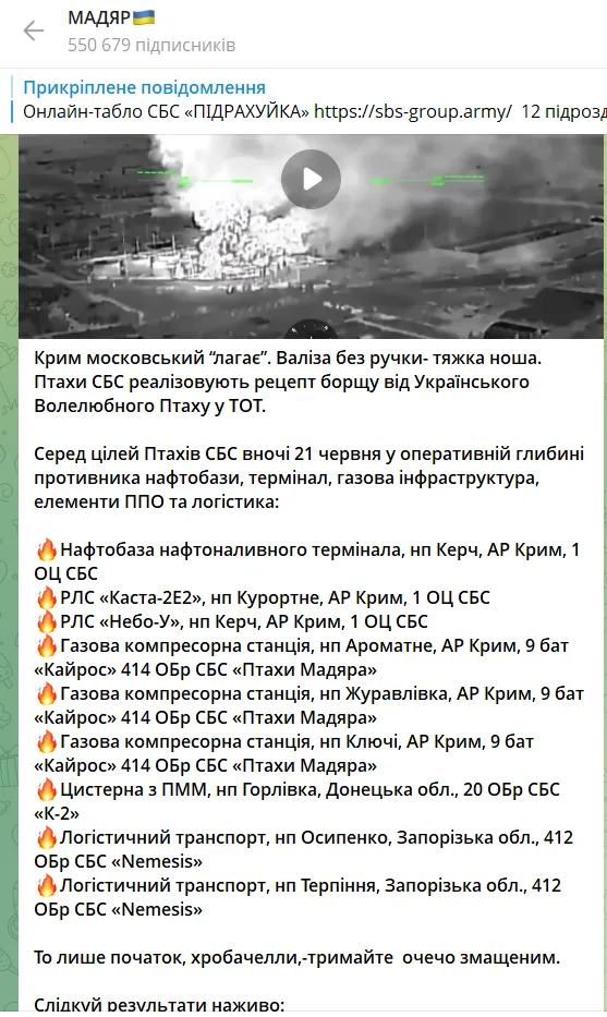 Скриншот повідомлення