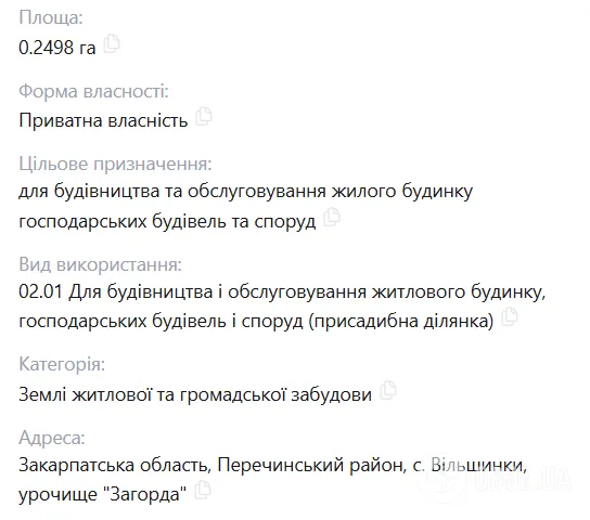 Йолка владеет земельным участком в Украине