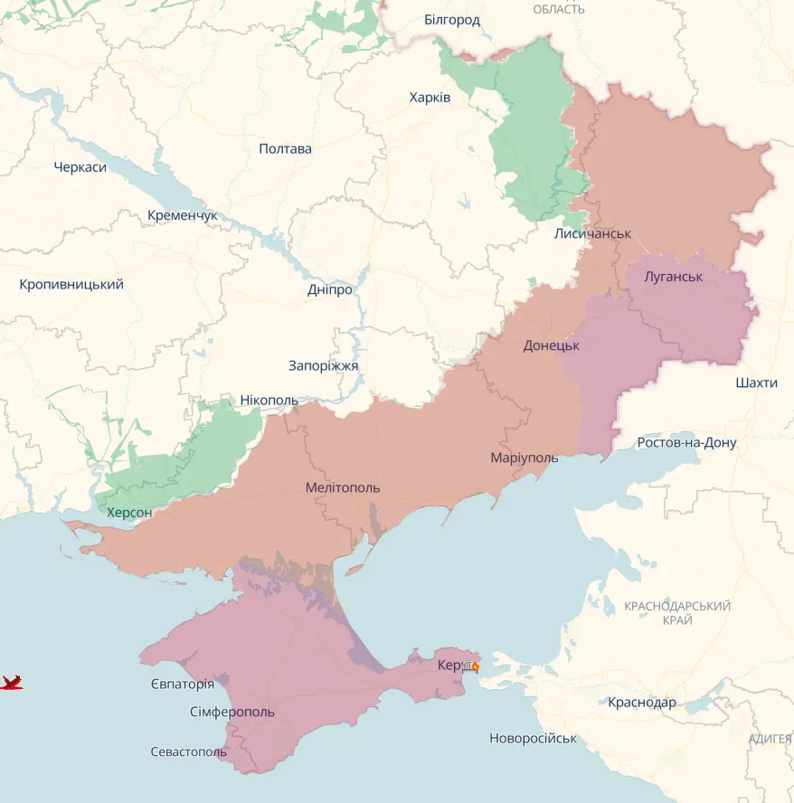 Линия фронта в Украине