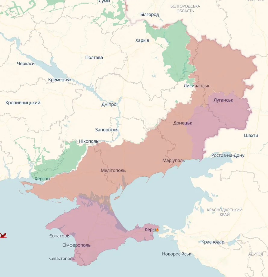 Линия фронта в Украине