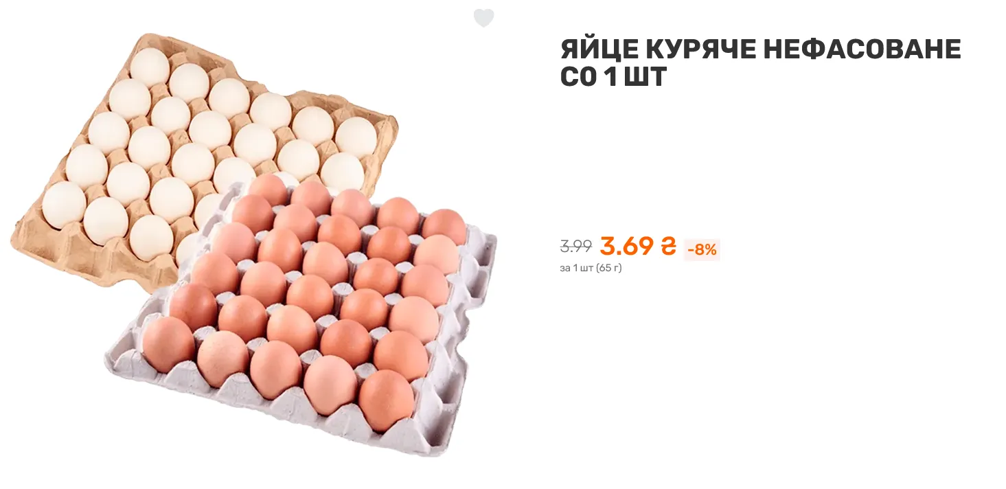 Какую цену выставили на яйца в Varus