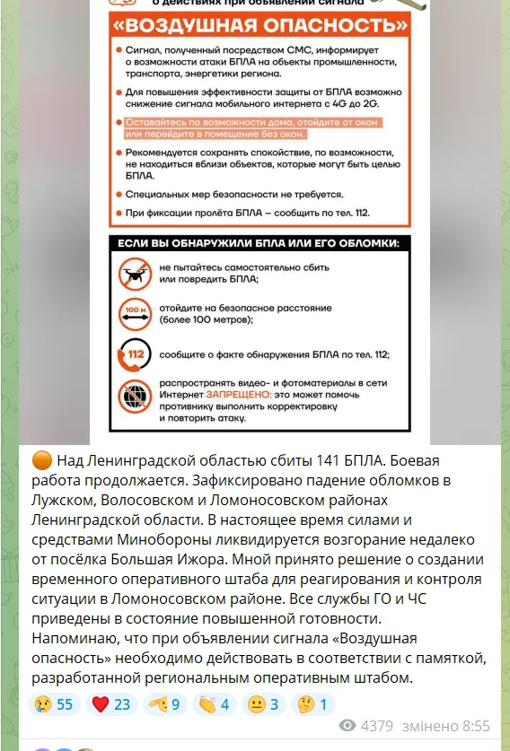 Дроны снова атаковали порт Кронштадт возле Петербурга: город закрыли. Фото и видео пожара