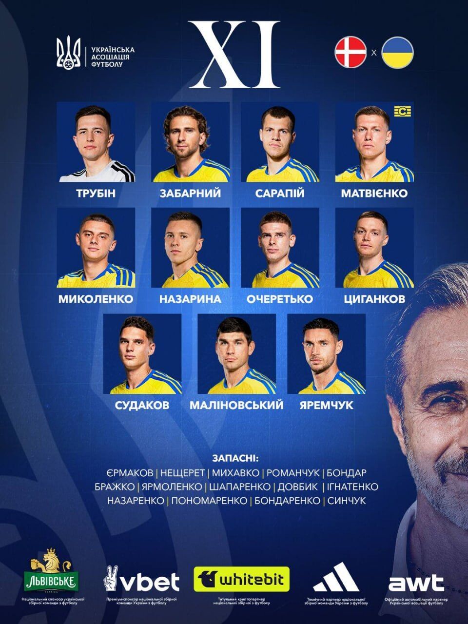 Стартовий склад збірної України.