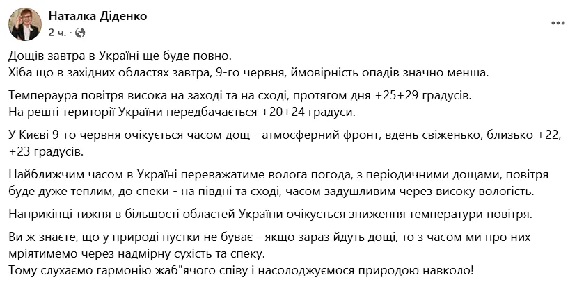 В Украину после дождей придет похолодание: синоптик дала прогноз. Карта