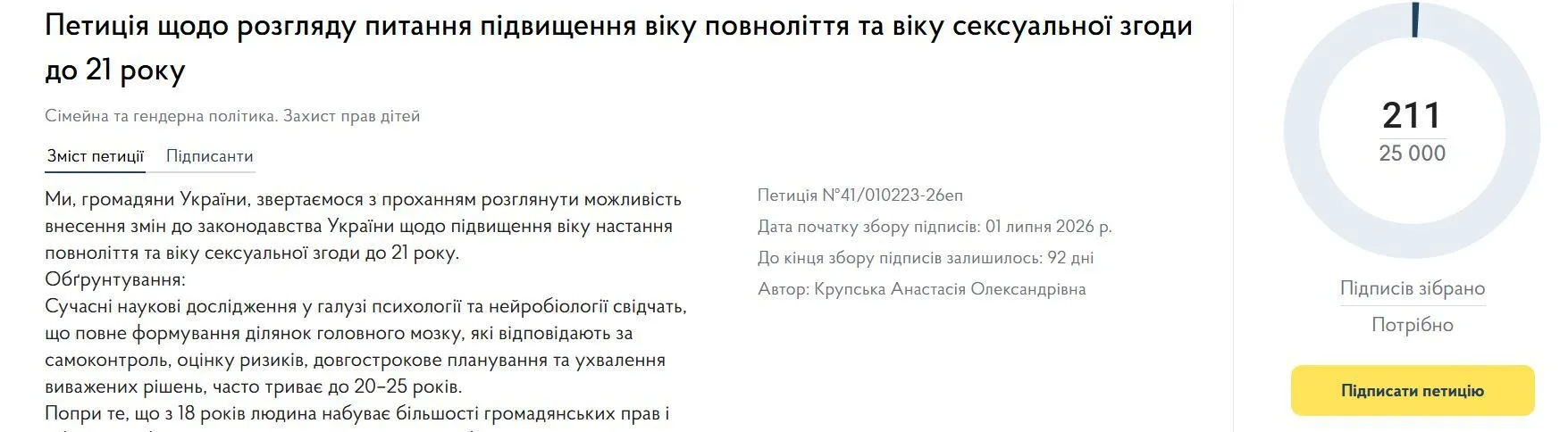 Петиция постепенно набирает голоса.