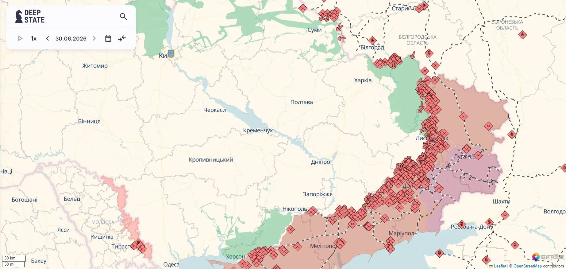 Актуальна мапа бойових дій в Україні.
