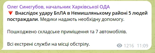 Скриншот сообщения