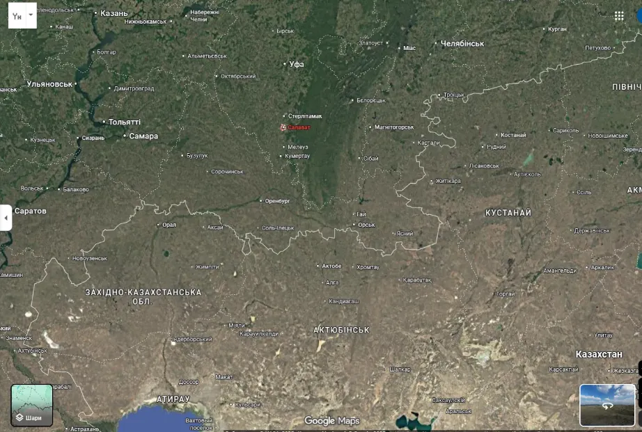 Салават на карті.