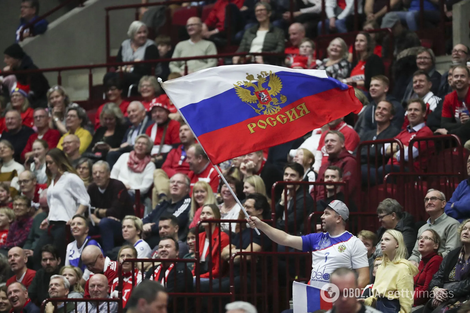 Прапор Росії на турнірі з гандболу