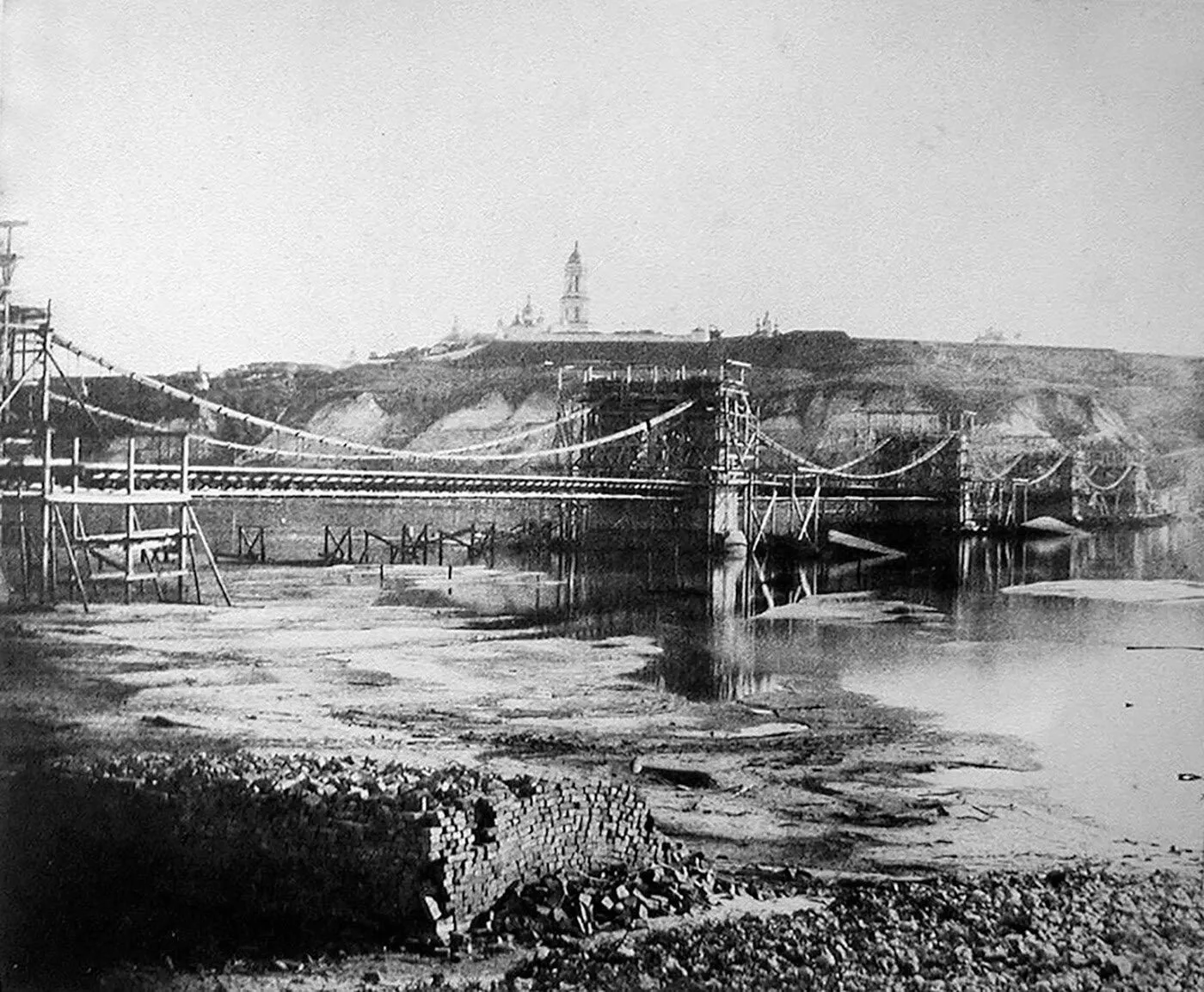 Строительство Цепного моста, 1850-е годы.