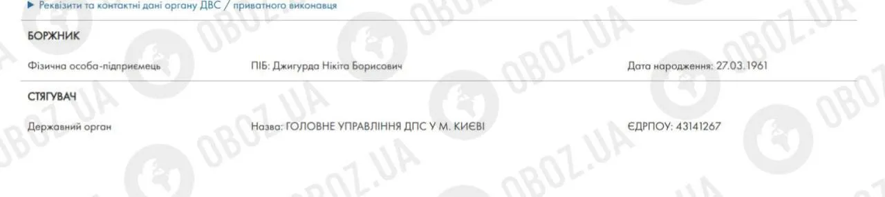Джигурда мав борг перед Україною.