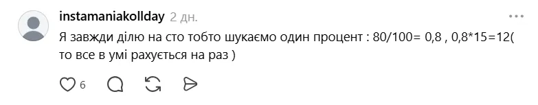 Як швидко порахувати 15% від 80? Найпростіший спосіб