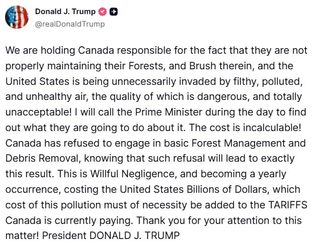 Скриншот допису Трампа