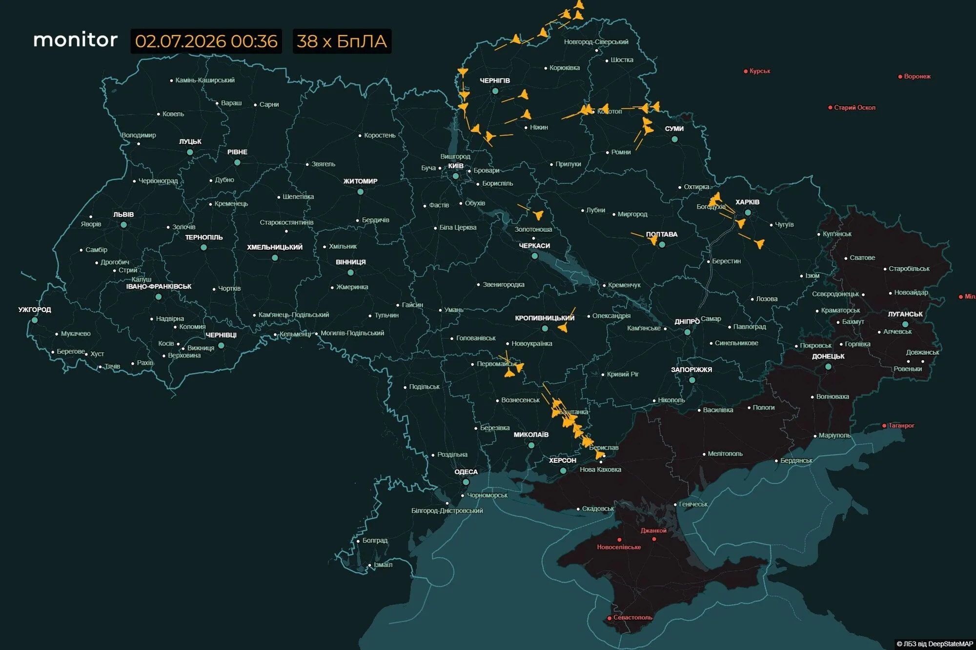 Движение вражеских БпЛА.