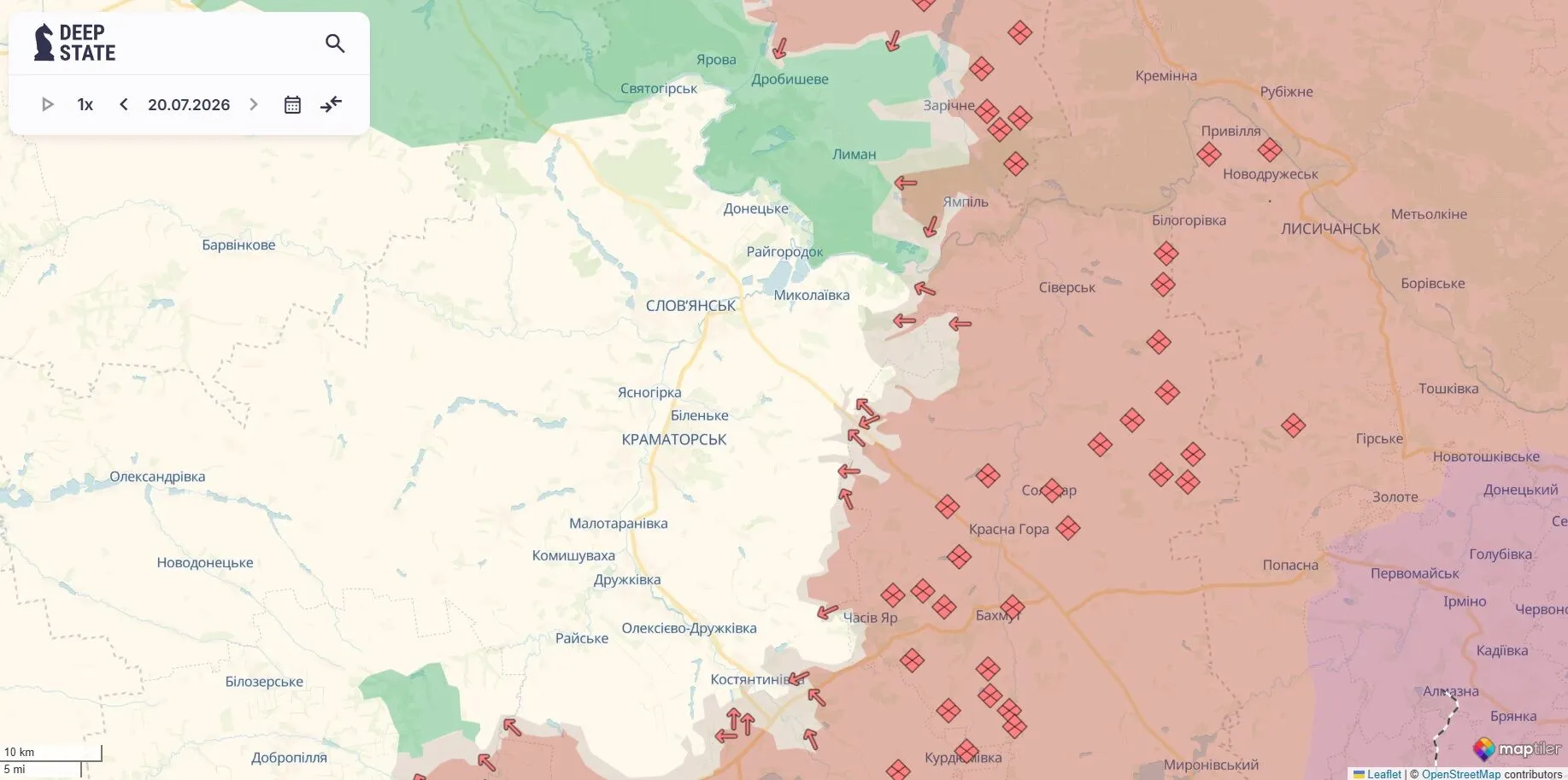 Карта боевых действий, Славянско-Краматорская агломерация, "пояс крепостей".